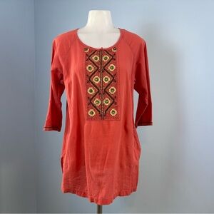 Dana Buchman Coral Embroidered Tunic